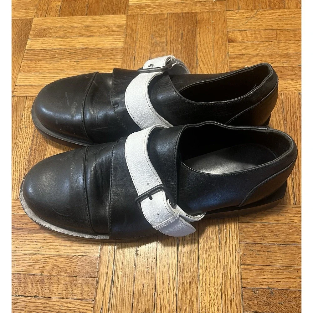 Achilles‎ Ion Gabriel Black Leather Strap Shoes Size 42 Avant-Garde Designer